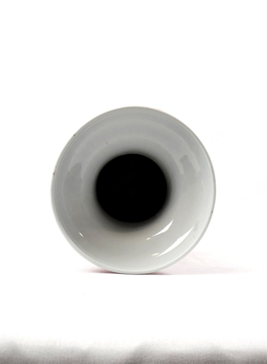 Vase Hu balustre porcelaine chinoise rouge corail famille rose inspiré du règne Qianlong XIXème-photo-4