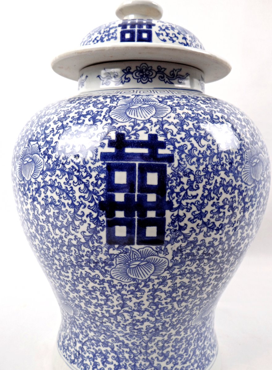 Grand pot à gingembre ou jarre de mariage en porcelaine chinoise début XXème-photo-3