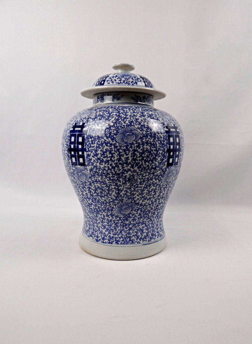 Grand pot à gingembre ou jarre de mariage en porcelaine chinoise début XXème-photo-1