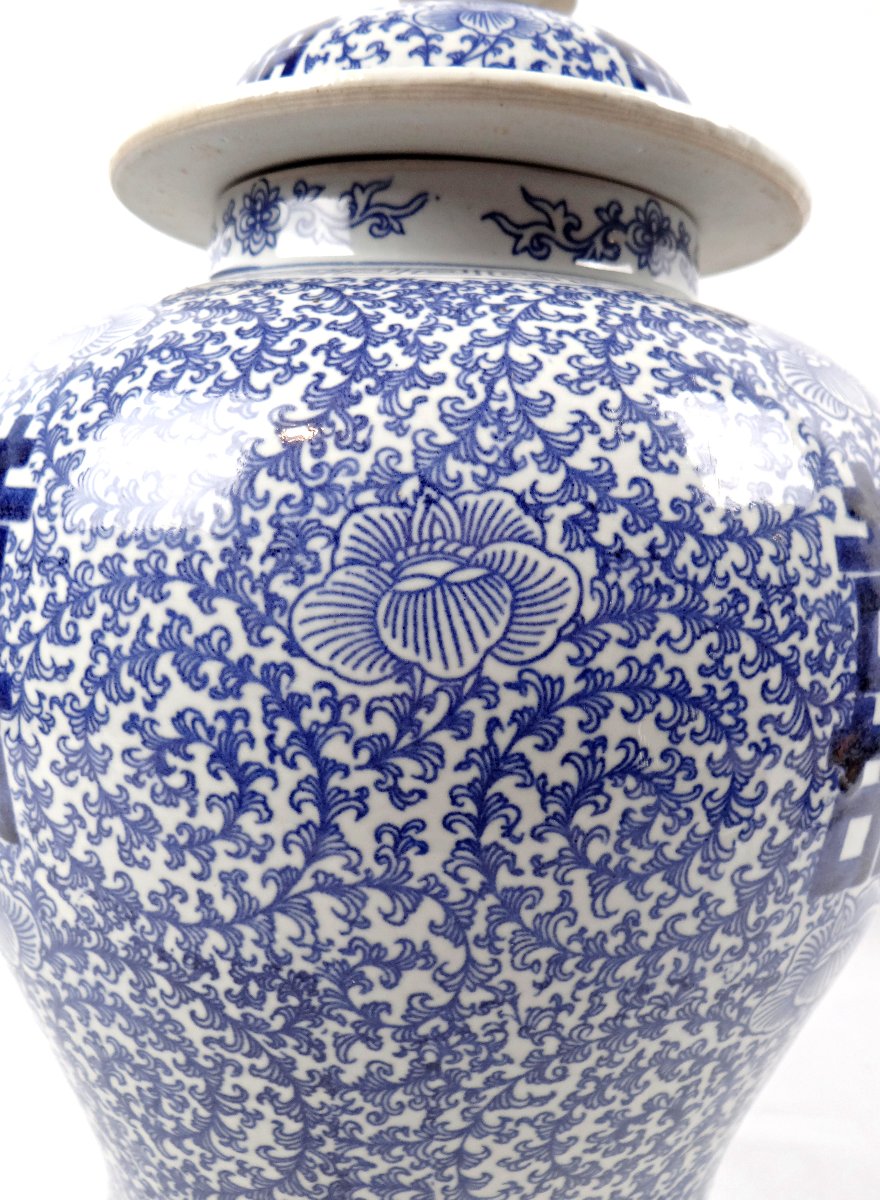 Grand pot à gingembre ou jarre de mariage en porcelaine chinoise début XXème-photo-2