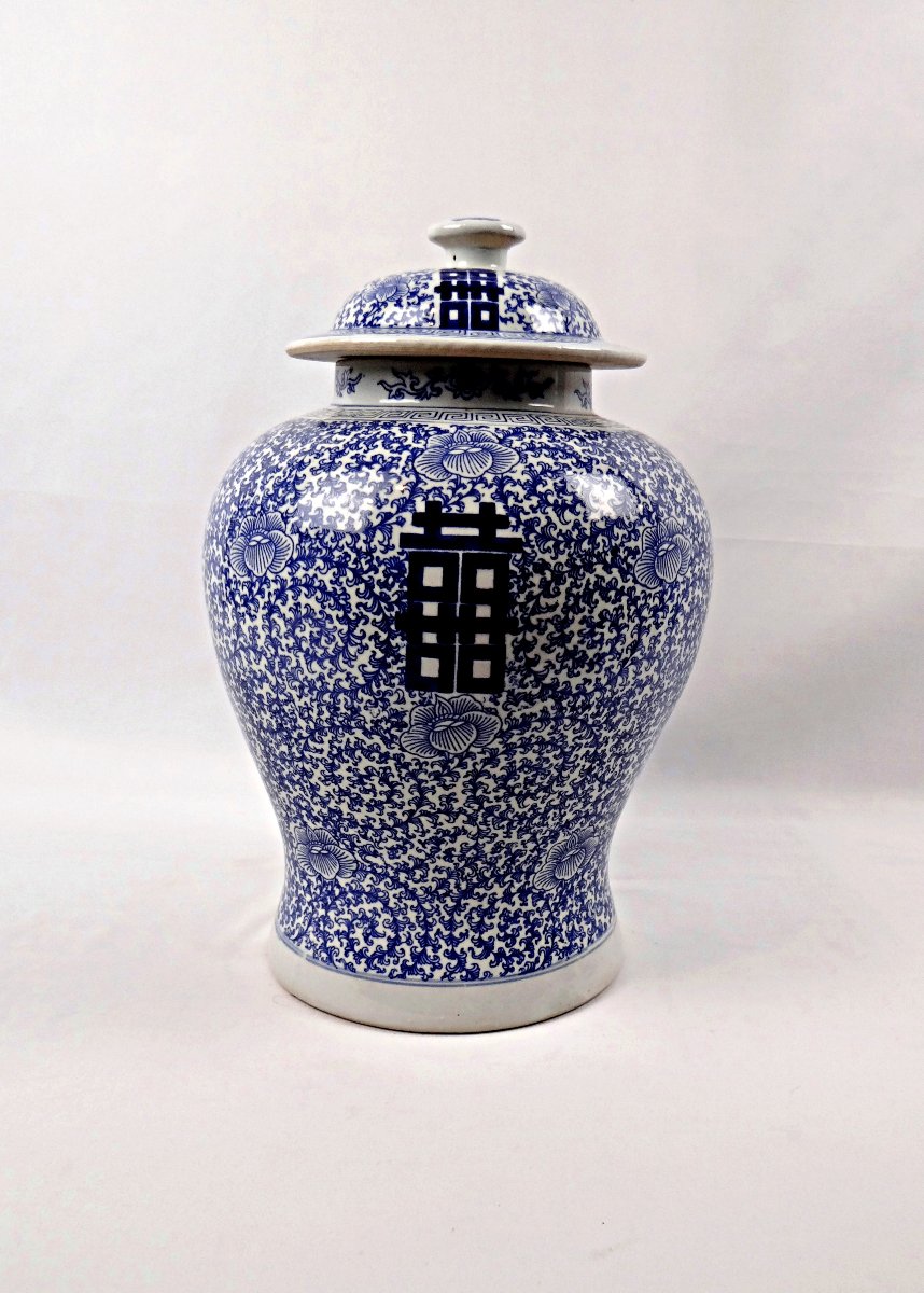 Grand pot à gingembre ou jarre de mariage en porcelaine chinoise début XXème-photo-3