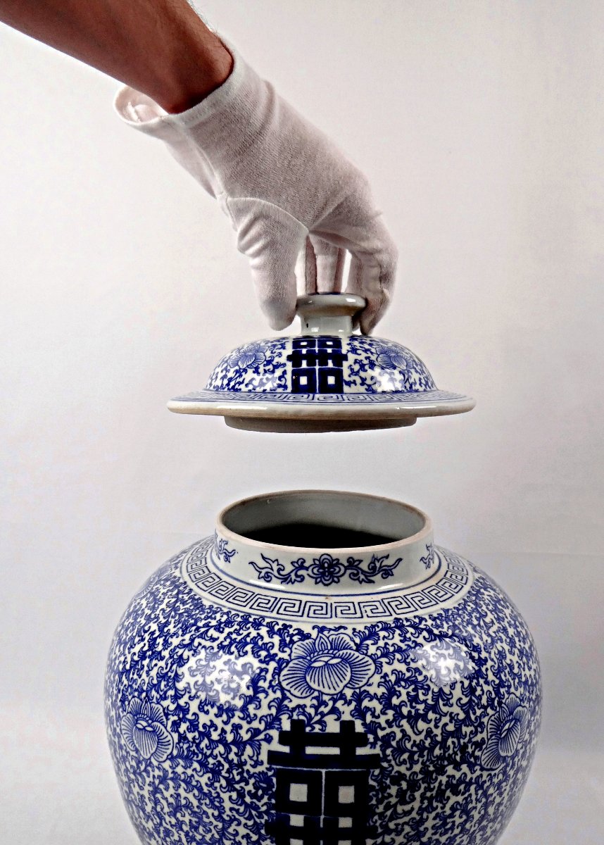 Grand pot à gingembre ou jarre de mariage en porcelaine chinoise début XXème-photo-4