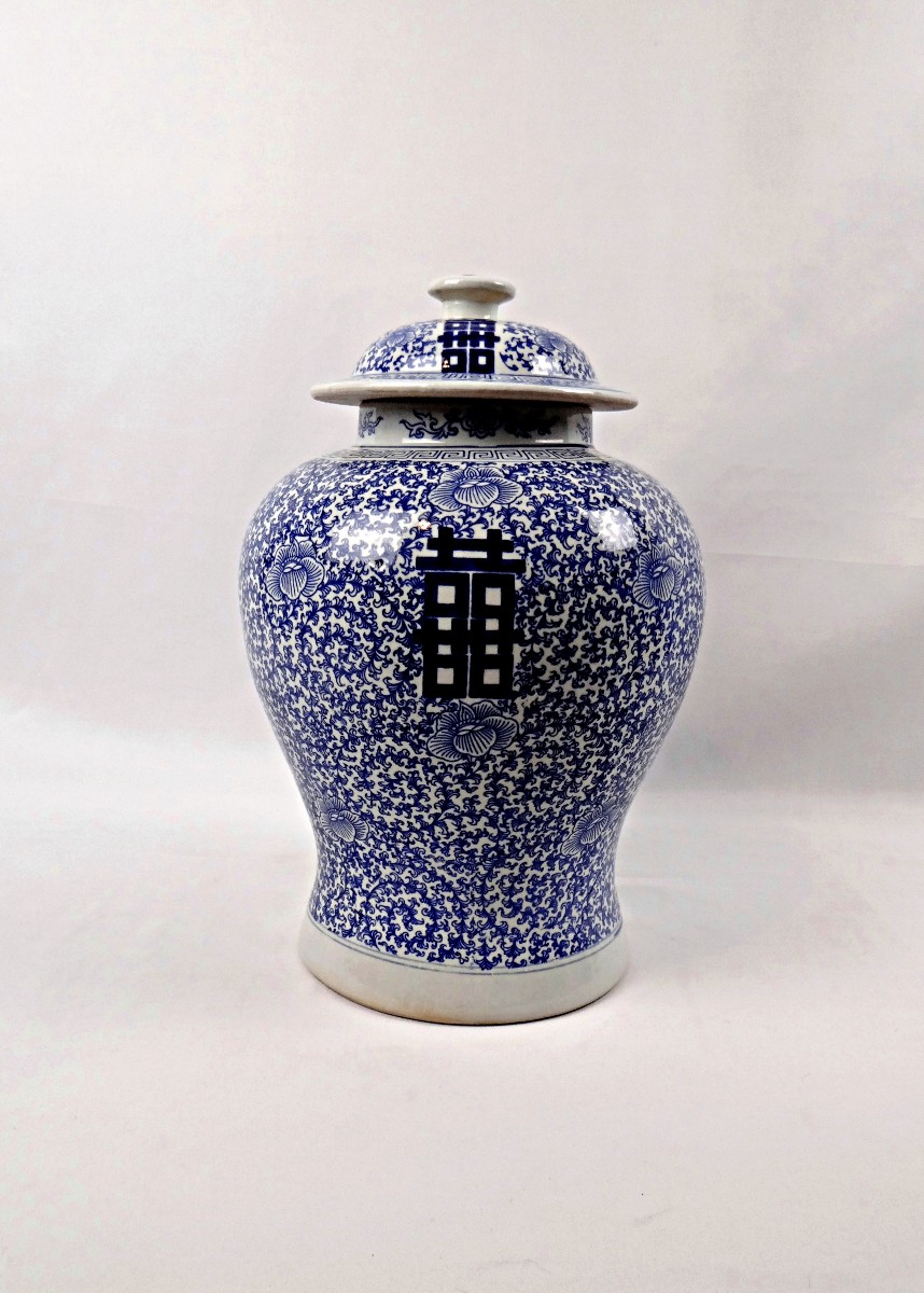 Grand pot à gingembre ou jarre de mariage en porcelaine chinoise début XXème