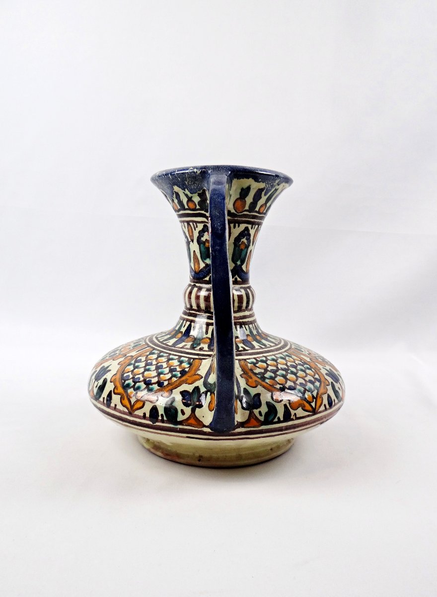 Grand vase à anses signé El Kharraz Nabeul période Art Déco de 1930-photo-3
