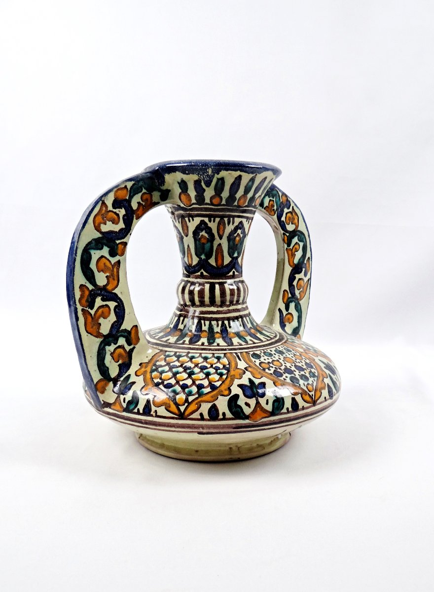 Grand vase à anses signé El Kharraz Nabeul période Art Déco de 1930-photo-4