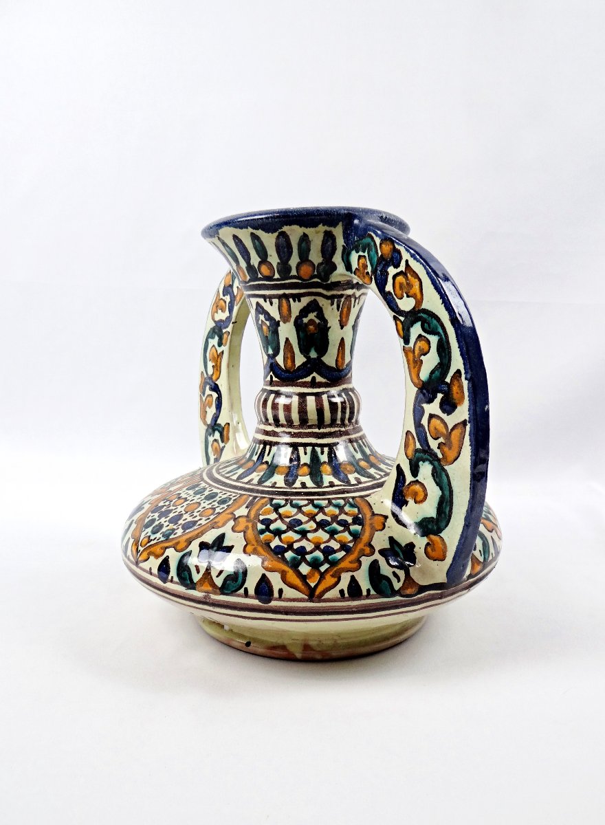 Grand vase à anses signé El Kharraz Nabeul période Art Déco de 1930-photo-3