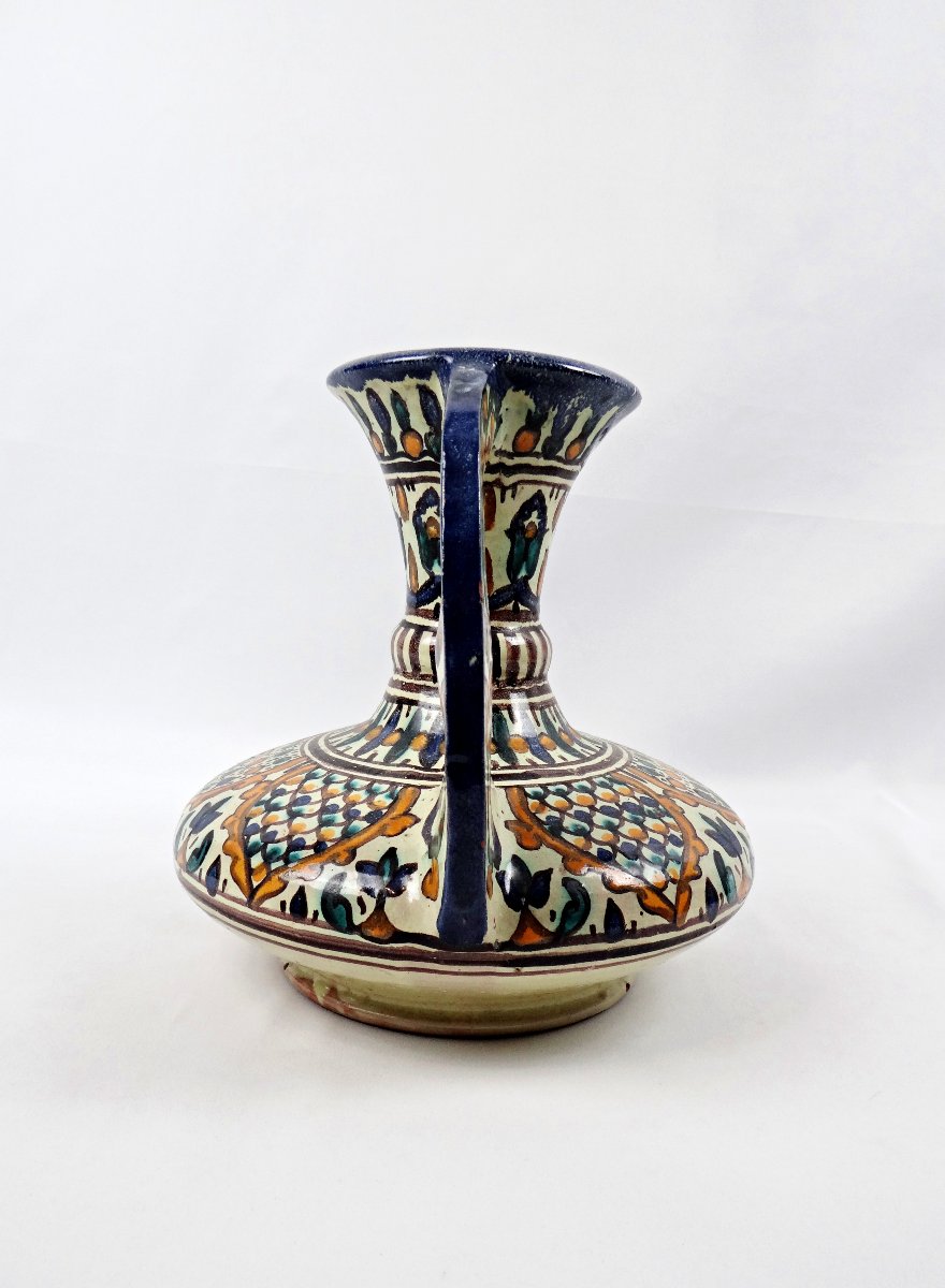 Grand vase à anses signé El Kharraz Nabeul période Art Déco de 1930-photo-4