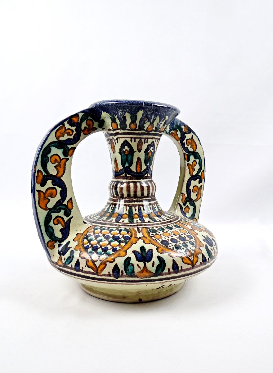 Grand vase à anses signé El Kharraz Nabeul période Art Déco de 1930-photo-5
