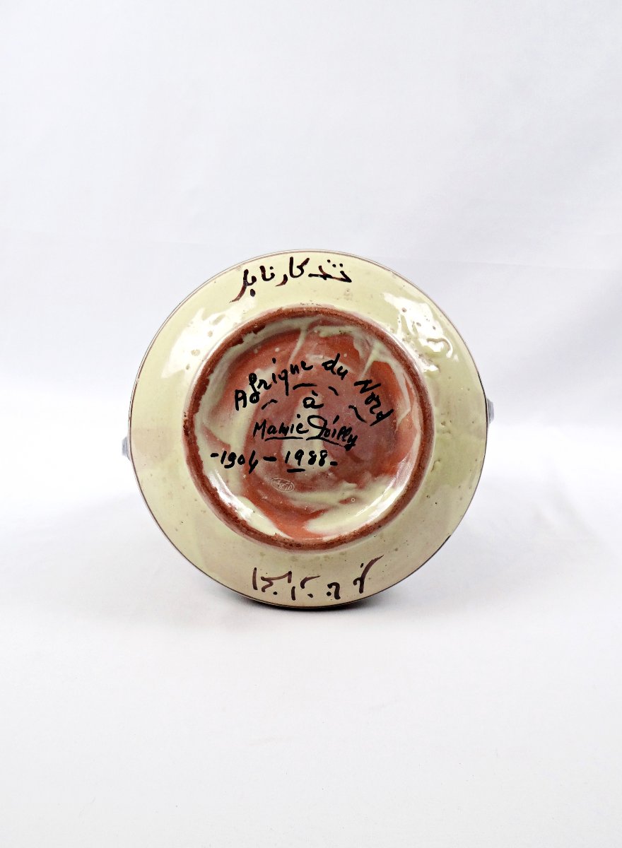 Grand vase à anses signé El Kharraz Nabeul période Art Déco de 1930-photo-6