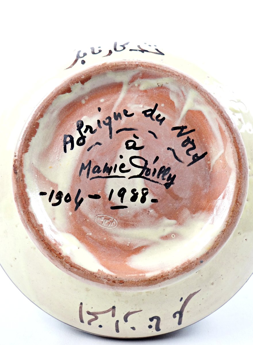 Grand vase à anses signé El Kharraz Nabeul période Art Déco de 1930-photo-8