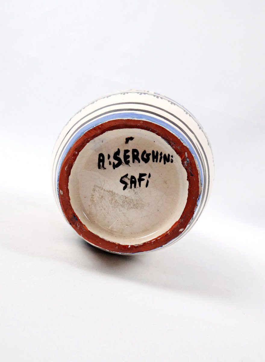 Ceramic Vase From The Serghini Safi Workshops, Moroccan Folk Art, 1960s-photo-4