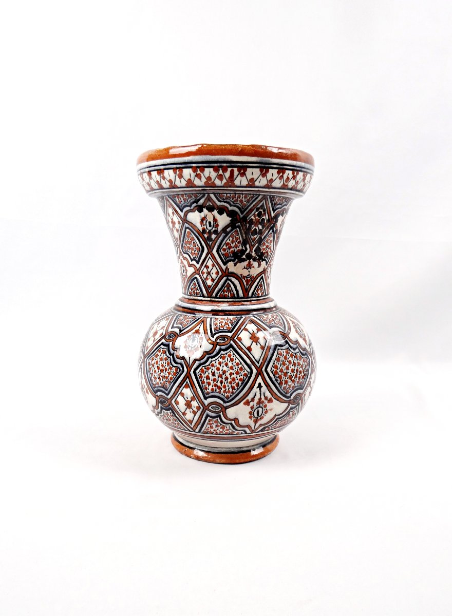 Round Vase With Flared Neck, Hasania Workshop In Safi, Moroccan Folk Art, 1970s-photo-3