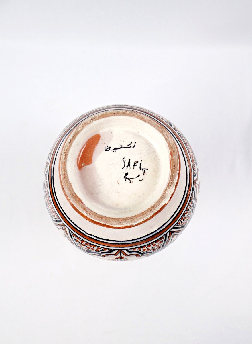 Round Vase With Flared Neck, Hasania Workshop In Safi, Moroccan Folk Art, 1970s-photo-2