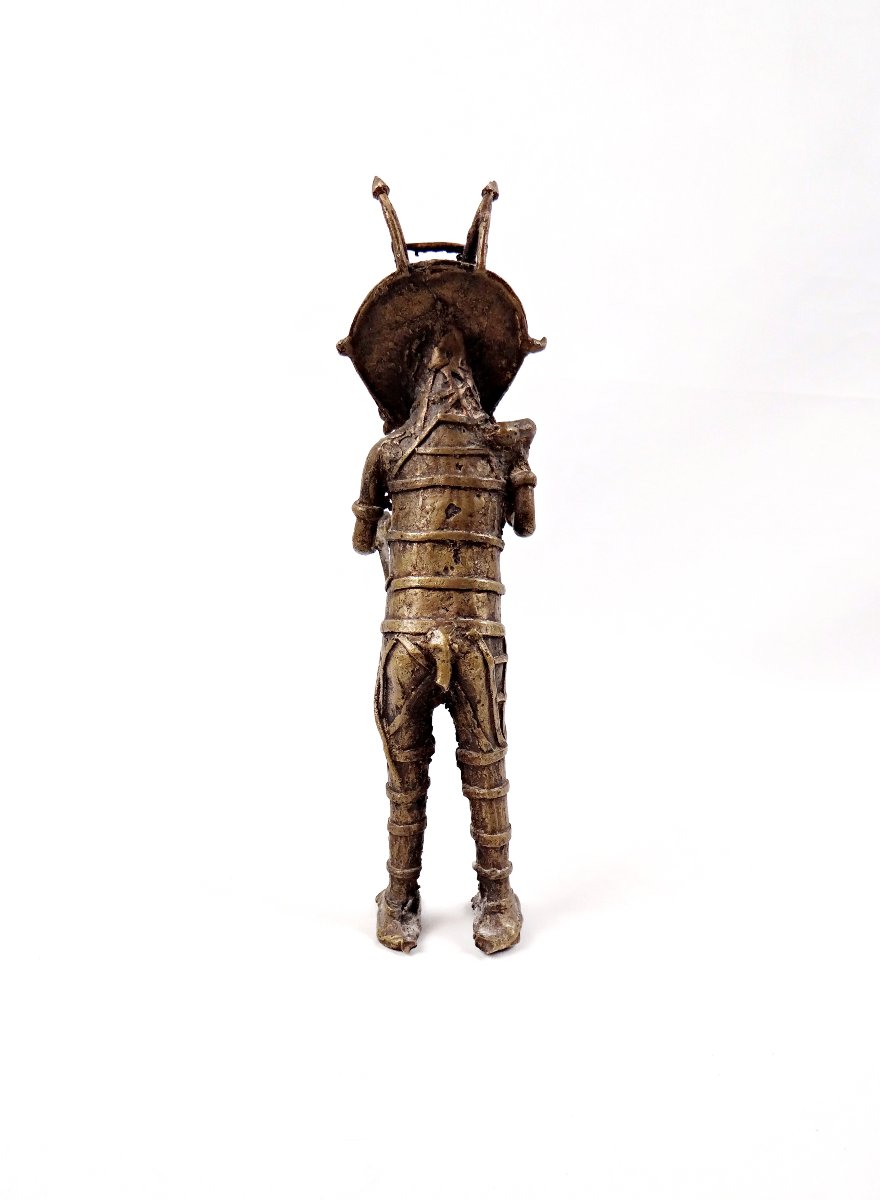 Dogon Warrior Sculpture In Gilt Bronze, Modernist Tribal Art, Mid-20th Century-photo-1