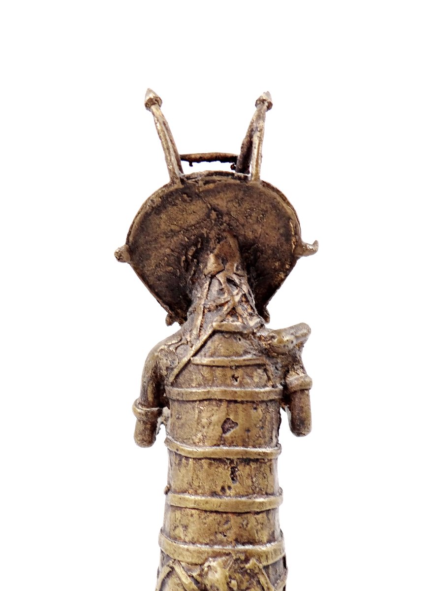 Dogon Warrior Sculpture In Gilt Bronze, Modernist Tribal Art, Mid-20th Century-photo-2