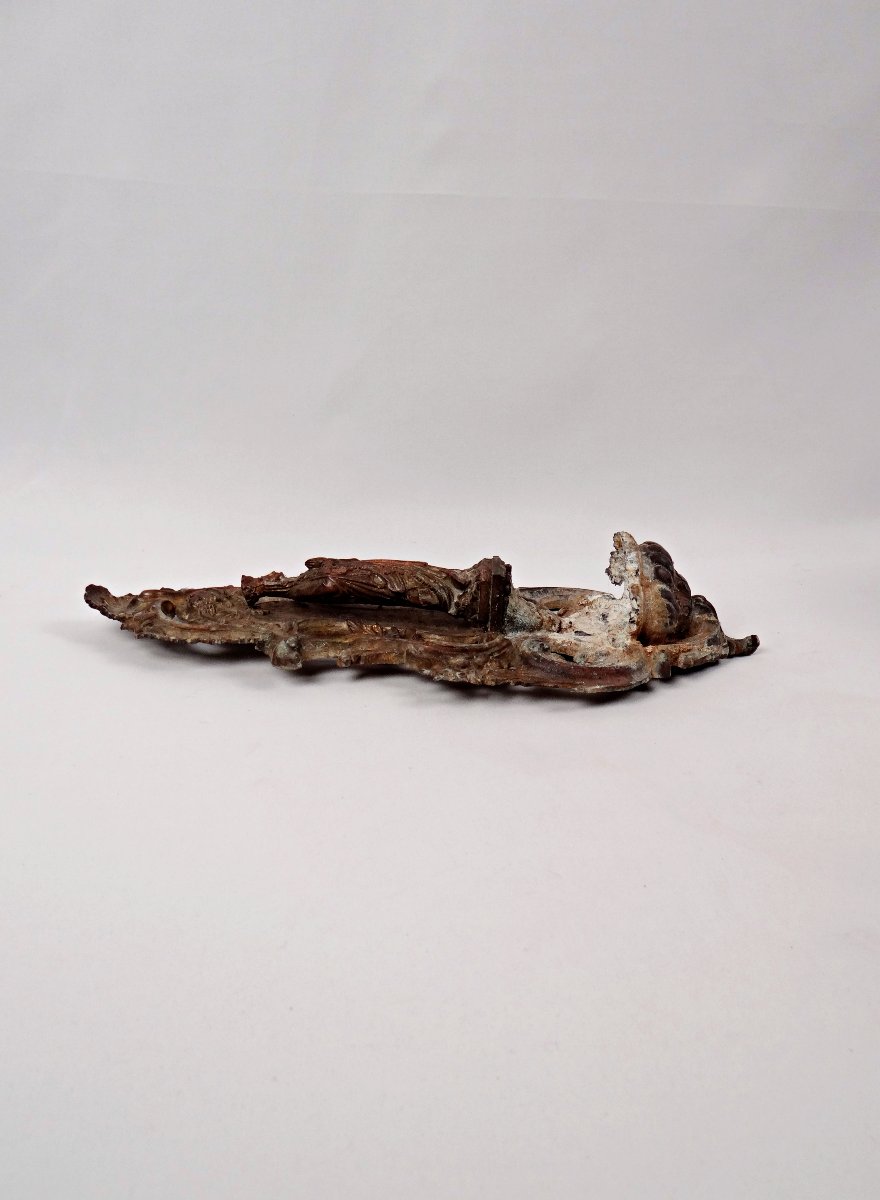 Large Antique Cast Iron Wall-mounted Holy Water Font Of Our Lady Of Lourdes, Late 19th Century-photo-5