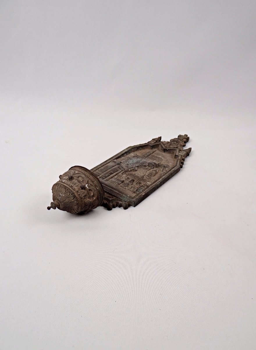 Antique Art Deco Spelter Holy Water Font Of Our Lady Of Lourdes, Early 20th Century-photo-7