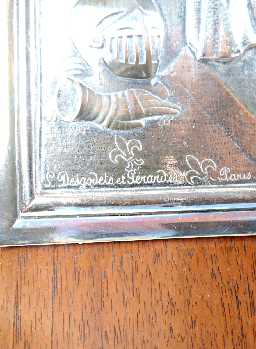 After Ingres, Joan Of Arc At The Coronation Of The King, In Silvered Metal On A Wooden Panel-photo-4
