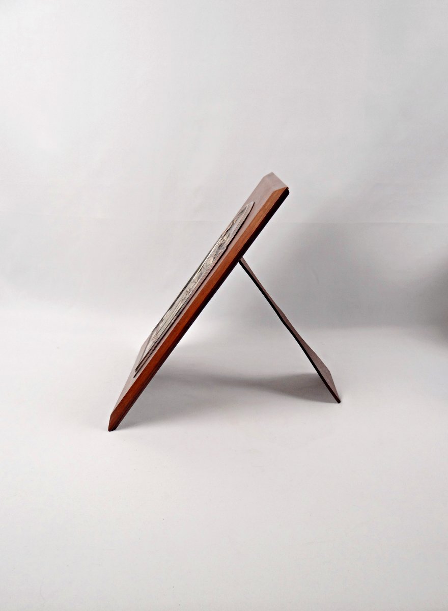 After Ingres, Joan Of Arc At The Coronation Of The King, In Silvered Metal On A Wooden Panel-photo-3