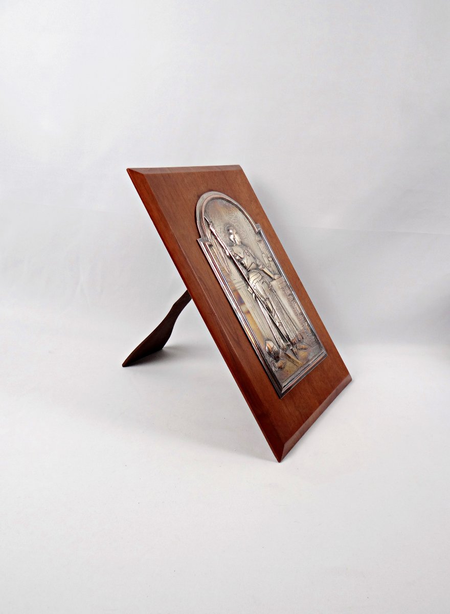 After Ingres, Joan Of Arc At The Coronation Of The King, In Silvered Metal On A Wooden Panel-photo-6