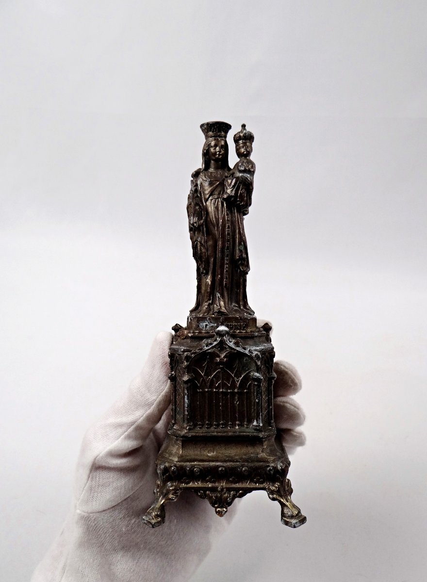 Religious Statue Of The Virgin And Child, Our Lady Of The Thorn, 19th Century-photo-2