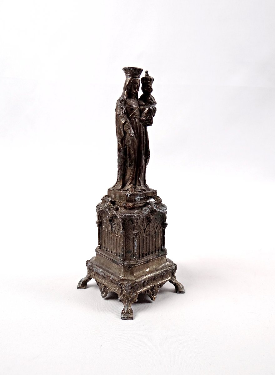 Religious Statue Of The Virgin And Child, Our Lady Of The Thorn, 19th Century-photo-6