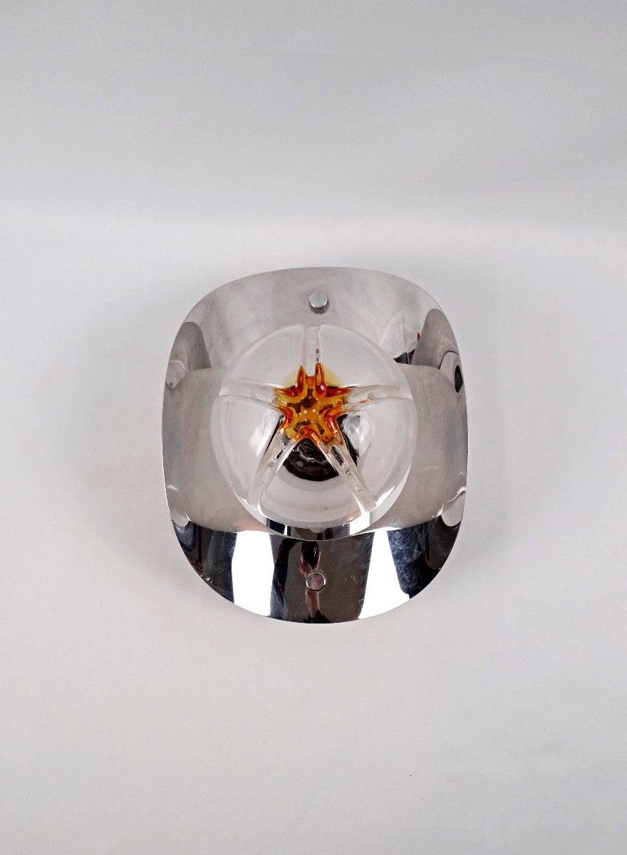 Applique Mazzega en verre de murano et inox style Space Age années 1960-photo-4