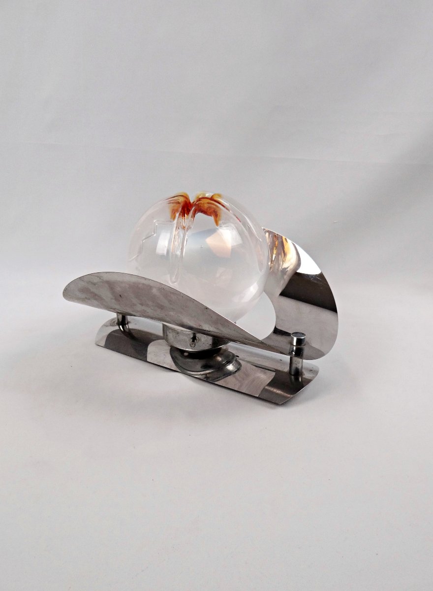 Applique Mazzega en verre de murano et inox style Space Age années 1960-photo-3