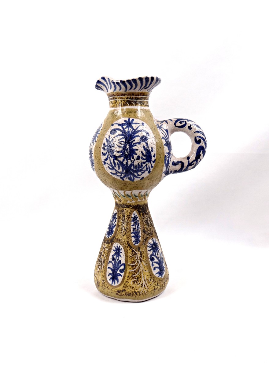 Vase soliflore Keraluc Quimper signé André L'Helguen grès émaillé forme de pichet