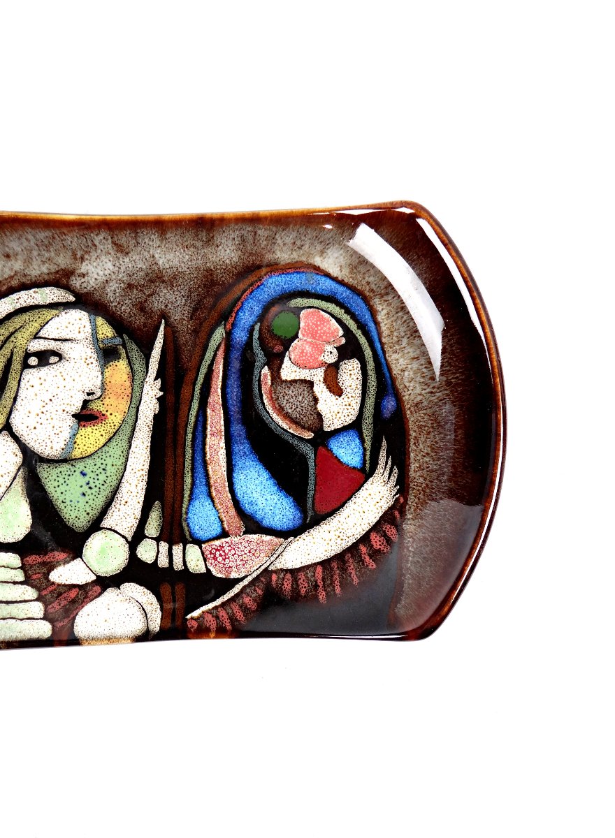 Vide poche en céramique émaillée dans le goût de Picasso style surréaliste 90s-photo-3