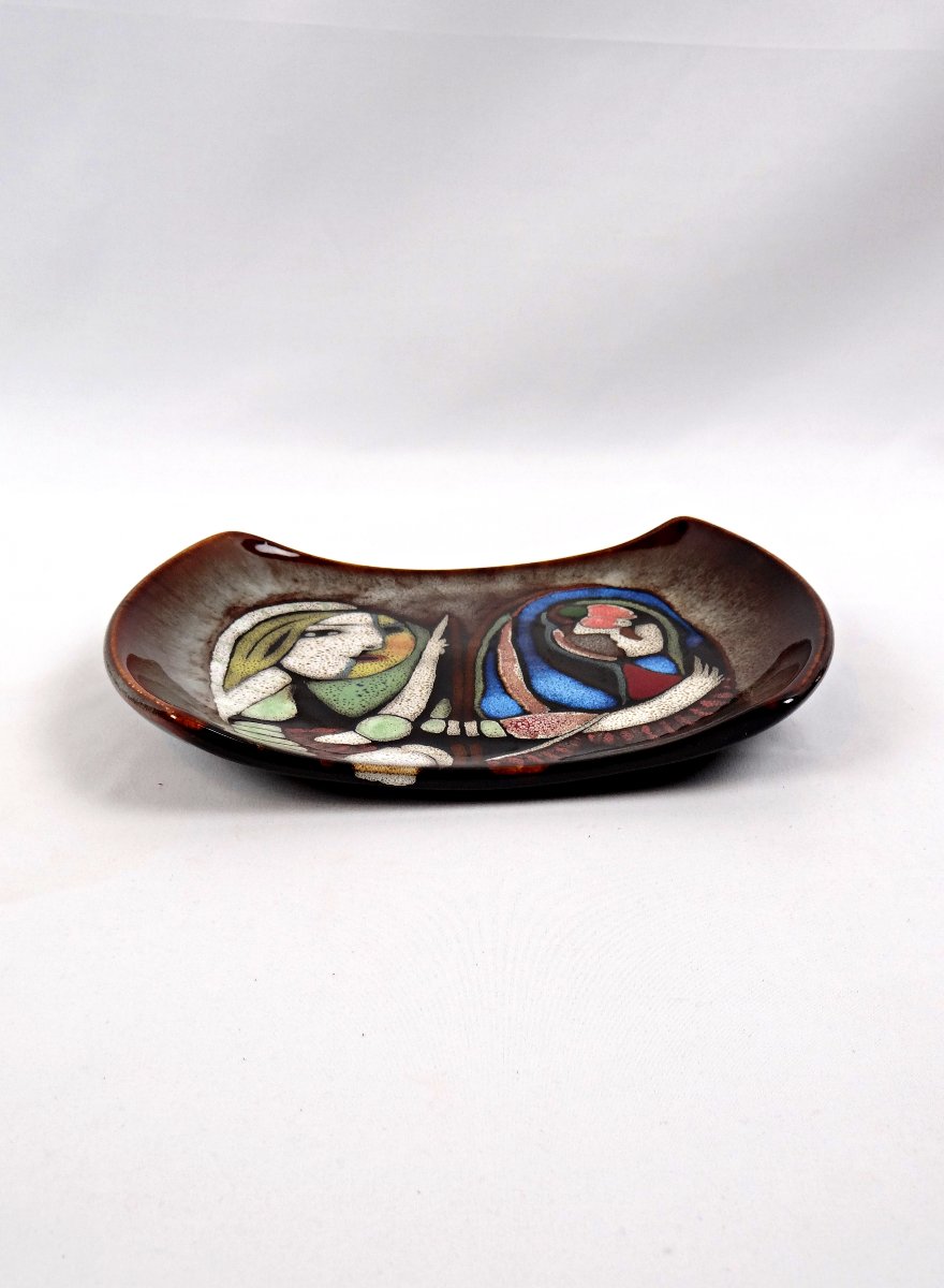 Vide poche en céramique émaillée dans le goût de Picasso style surréaliste 90s-photo-4