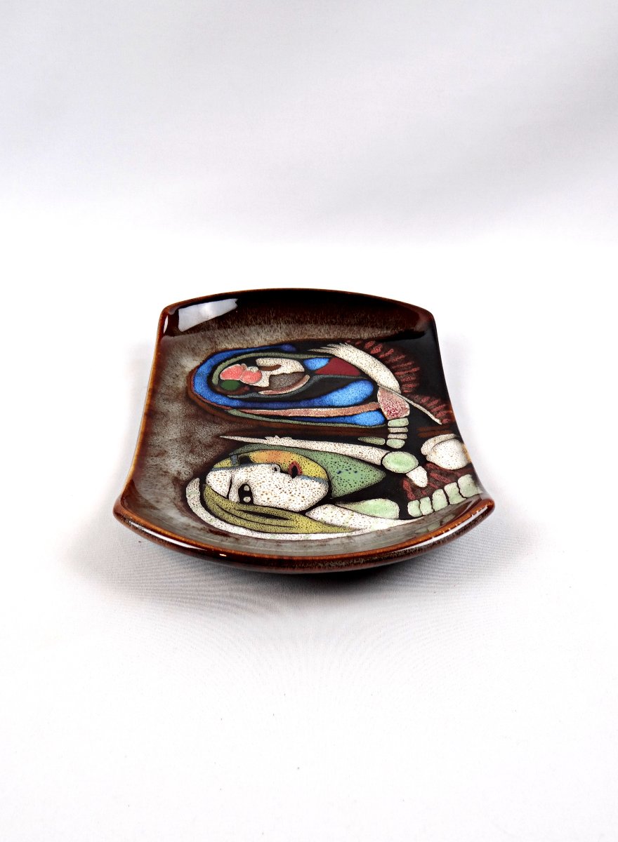 Vide poche en céramique émaillée dans le goût de Picasso style surréaliste 90s-photo-2