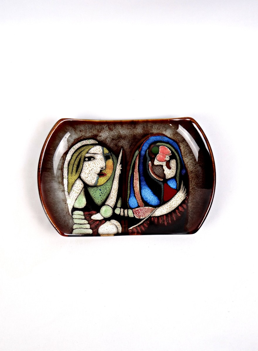 Vide poche en céramique émaillée dans le goût de Picasso style surréaliste 90s