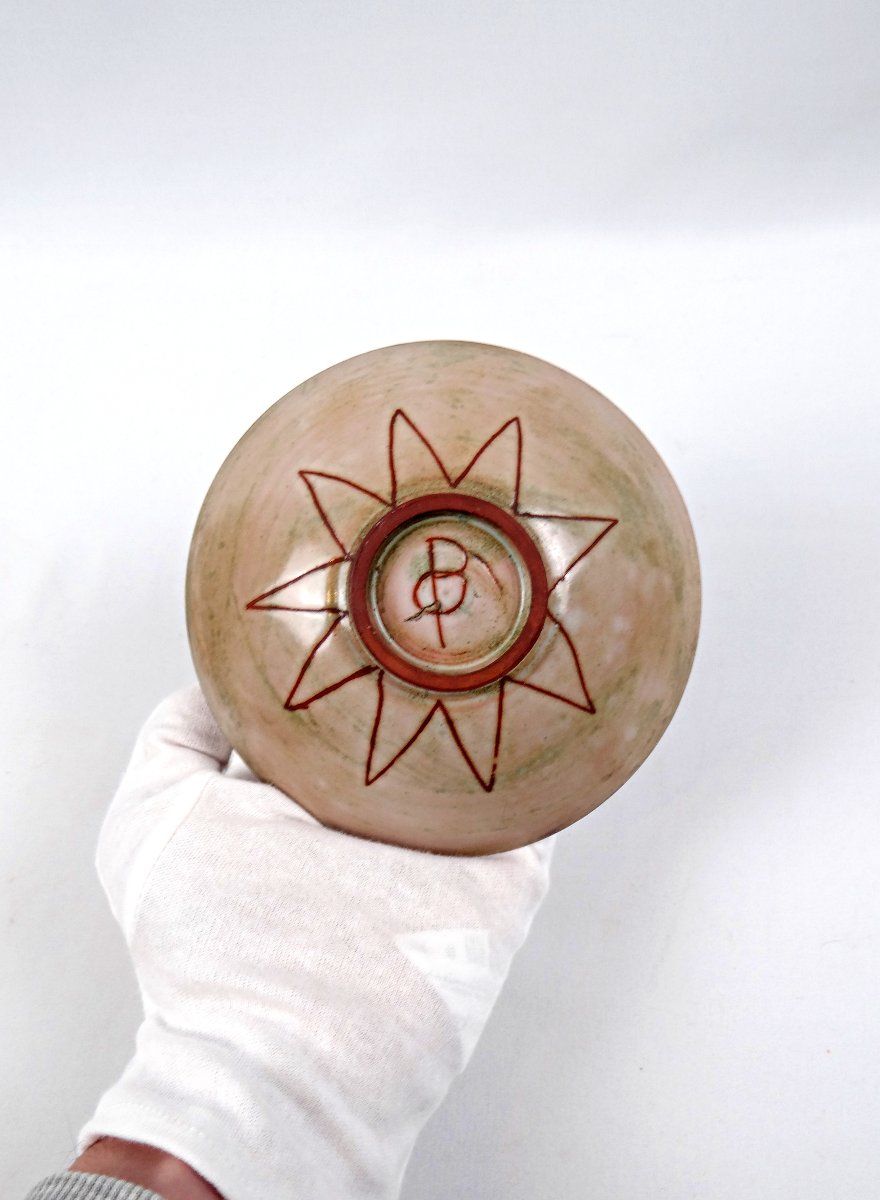 Olivier Pettit coupelle en céramique émaillée décor de taureau & coq style naïf-photo-3