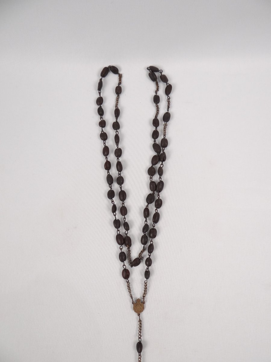 Inri Rosary And Pectoral Crucifix Pendant In Metal And Ebony, Napoleon III Era-photo-2