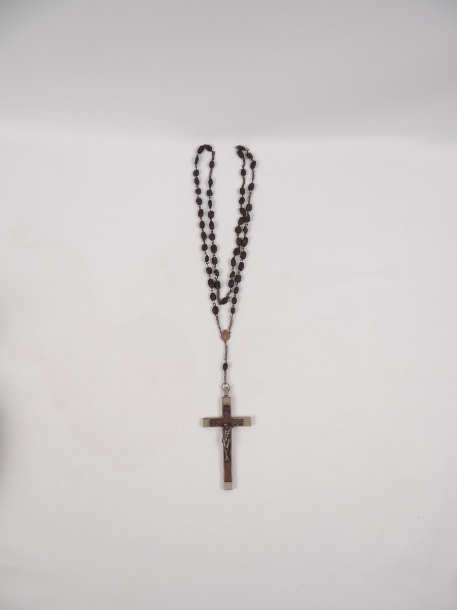 Inri Rosary And Pectoral Crucifix Pendant In Metal And Ebony, Napoleon III Era