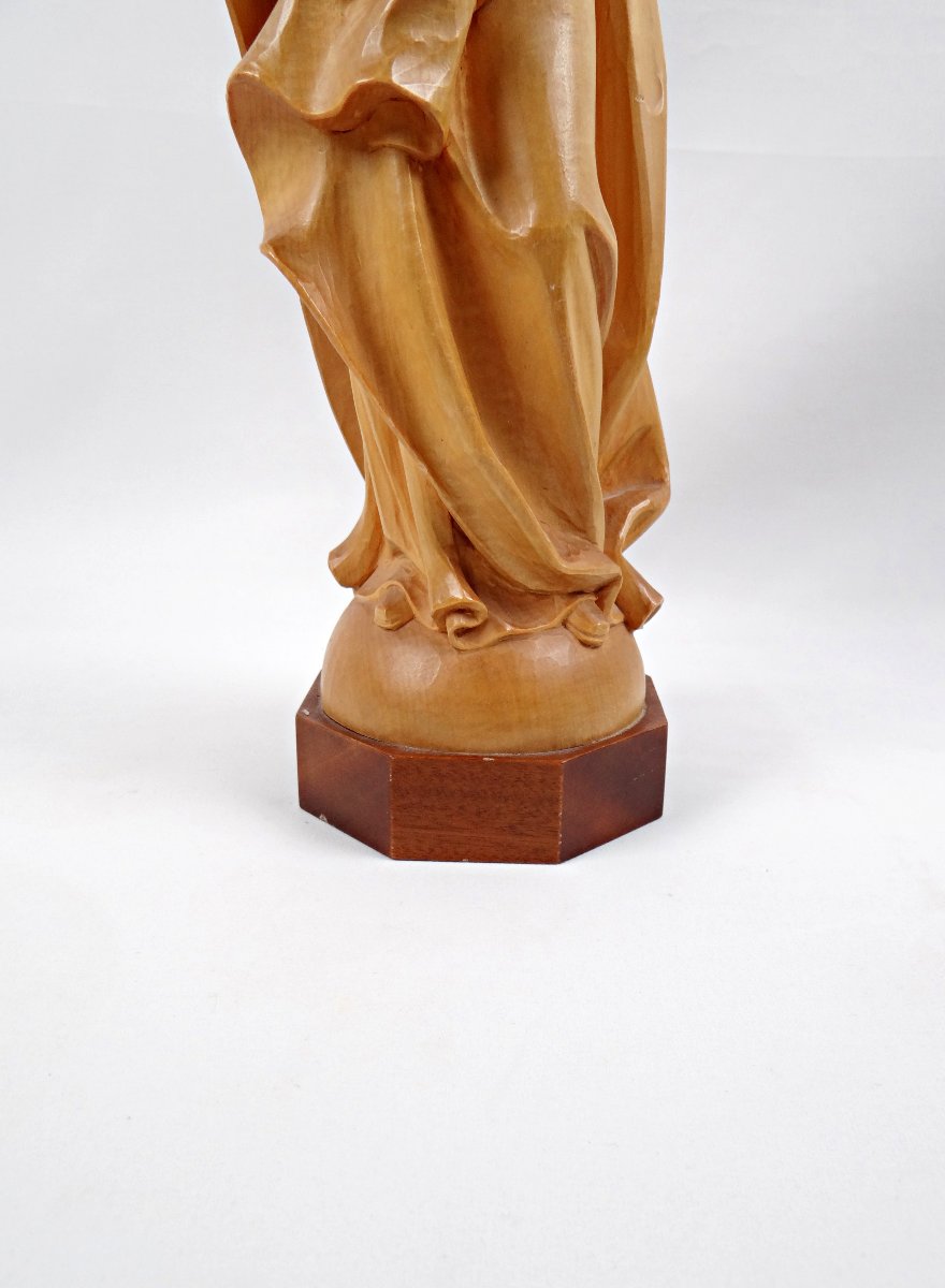 Vierge à l'Enfant en bois sculpté Allemand Art religieux du Tyrol milieu XXe-photo-4