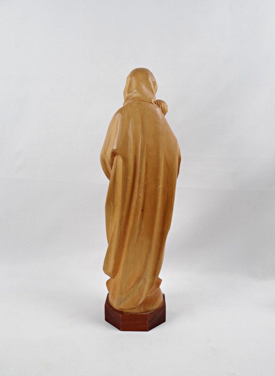 Vierge à l'Enfant en bois sculpté Allemand Art religieux du Tyrol milieu XXe-photo-3