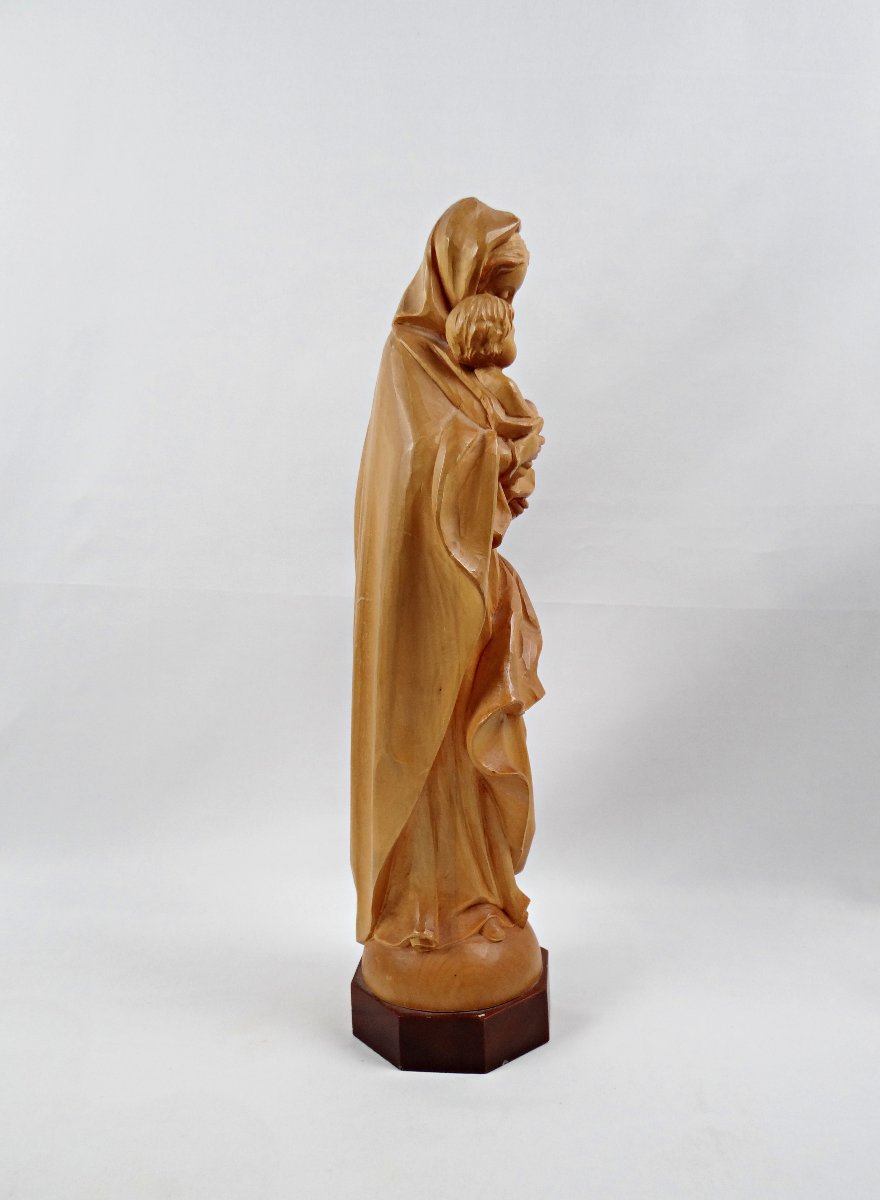 Vierge à l'Enfant en bois sculpté Allemand Art religieux du Tyrol milieu XXe-photo-4