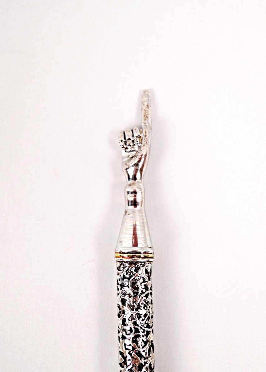Pointeur de Torah Yad argent 925 Karshi filigrané objet de rituel religion juive-photo-4