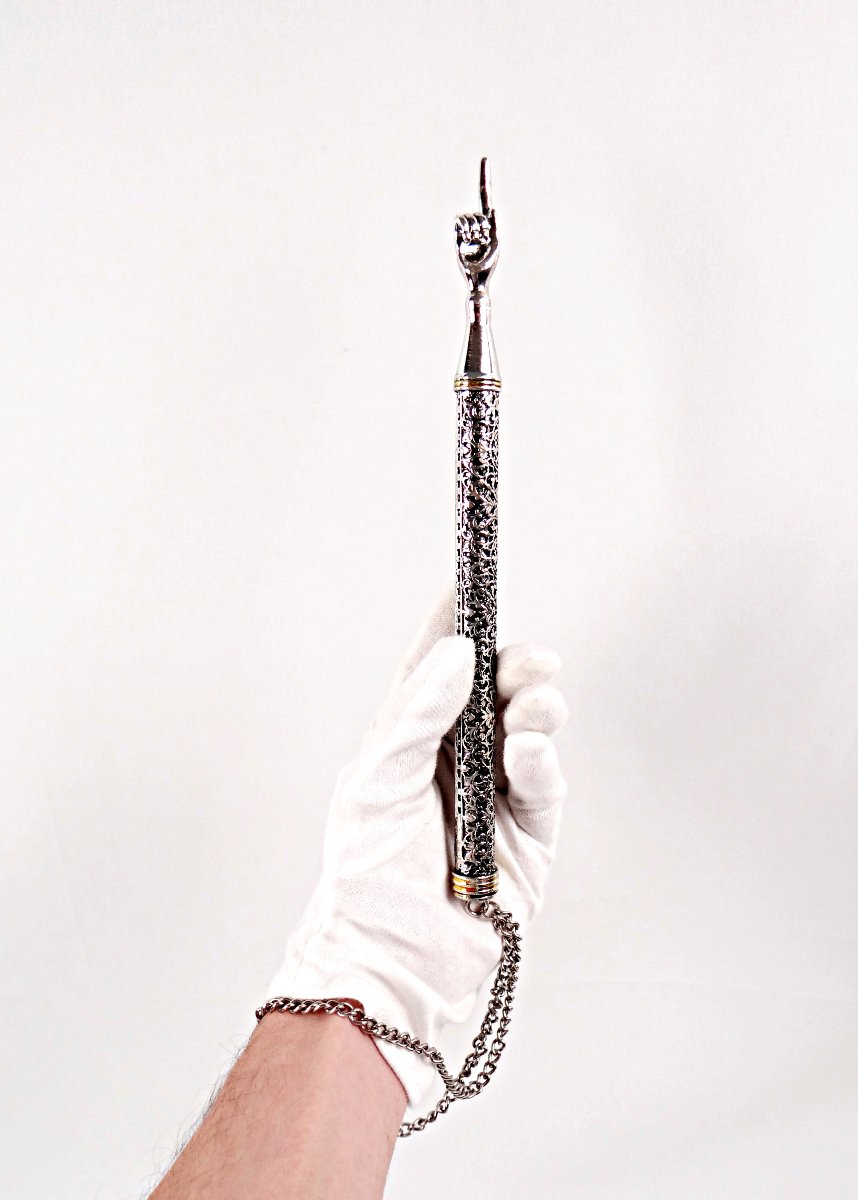 Pointeur de Torah Yad argent 925 Karshi filigrané objet de rituel religion juive-photo-2