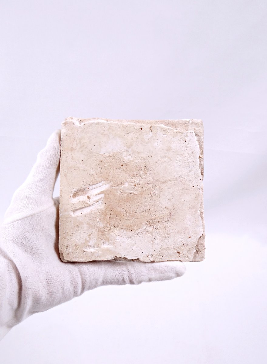 Carreau de faïence Delft du XVIIIe siècle scène paysanne cultivatrice de profil-photo-4