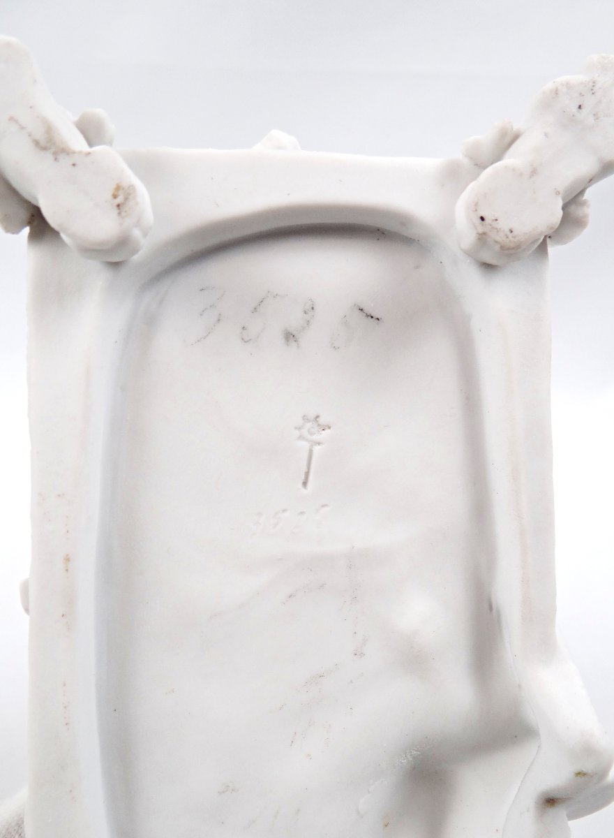 Groupe en biscuit de porcelaine XIXe scène galante à la harpe style Louis XVI-photo-8