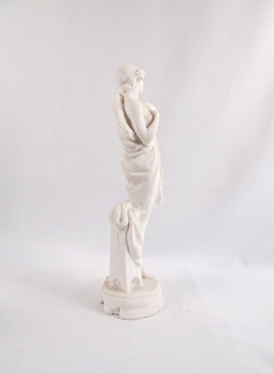 Art Deco Limestone Statue Or Petrified Water Of An Elegant Woman, Early 20th Century-photo-3