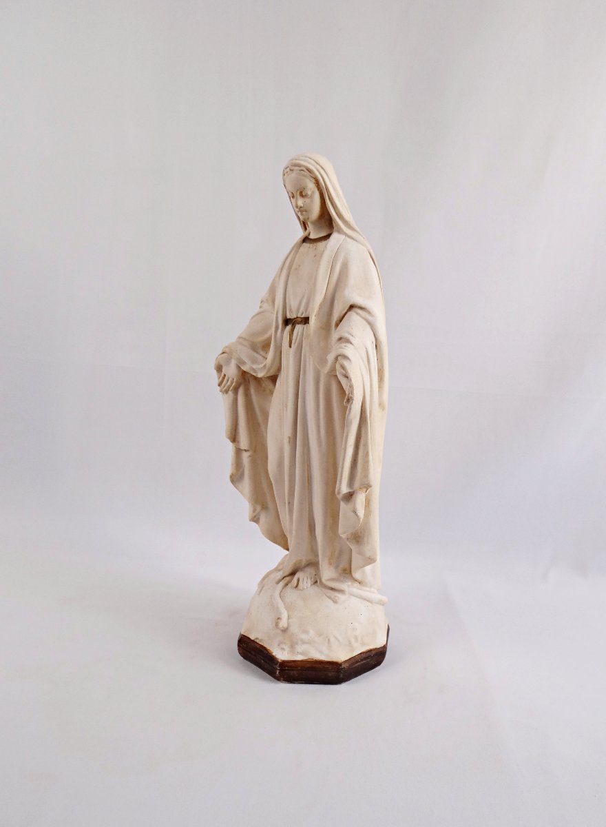 Large Art Deco Plaster Statue Of The Immaculate Virgin Mary, Early 20th Century-photo-4