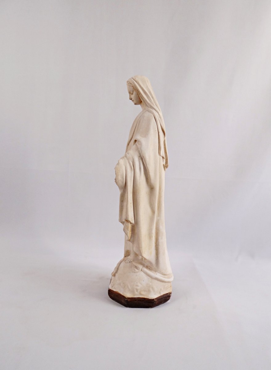 Large Art Deco Plaster Statue Of The Immaculate Virgin Mary, Early 20th Century-photo-1