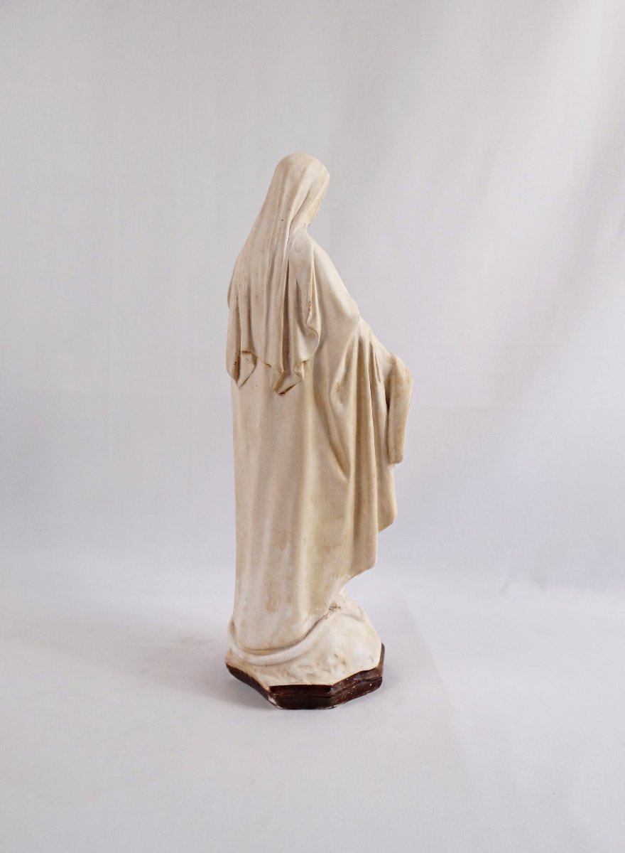 Large Art Deco Plaster Statue Of The Immaculate Virgin Mary, Early 20th Century-photo-5