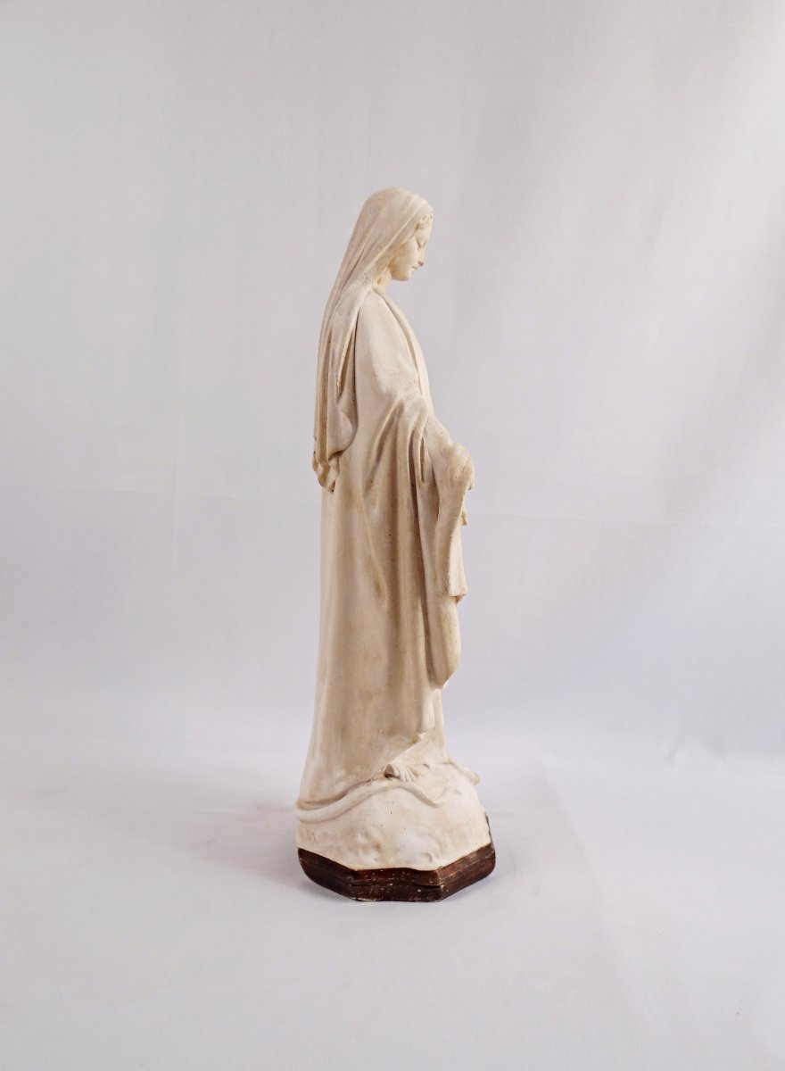 Large Art Deco Plaster Statue Of The Immaculate Virgin Mary, Early 20th Century-photo-6