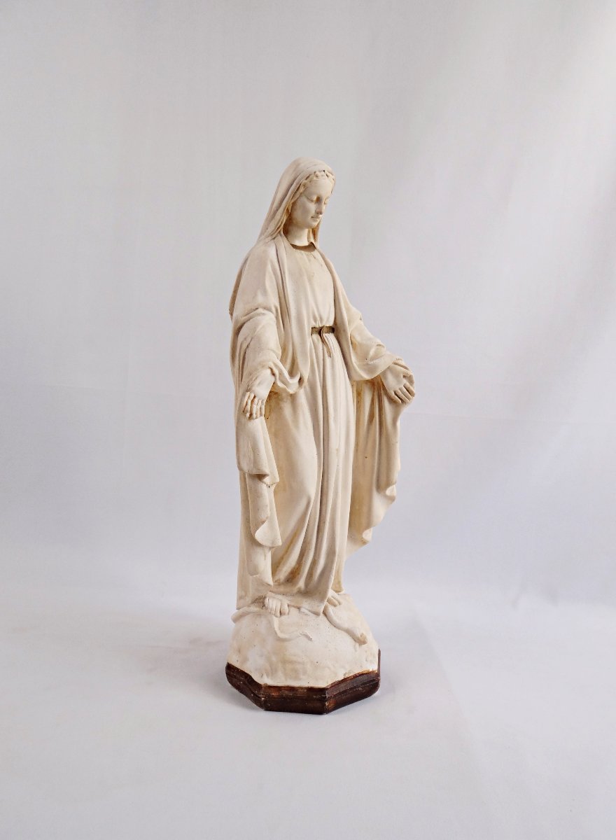 Large Art Deco Plaster Statue Of The Immaculate Virgin Mary, Early 20th Century-photo-7