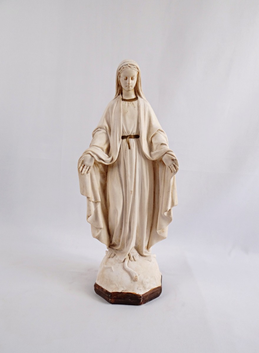 Large Art Deco Plaster Statue Of The Immaculate Virgin Mary, Early 20th Century